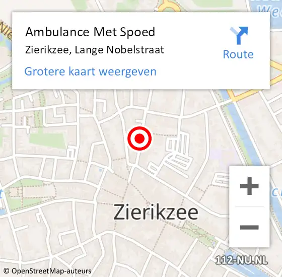 Locatie op kaart van de 112 melding: Ambulance Met Spoed Naar Zierikzee, Lange Nobelstraat op 5 februari 2018 13:54