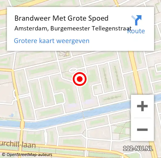 Locatie op kaart van de 112 melding: Brandweer Met Grote Spoed Naar Amsterdam, Burgemeester Tellegenstraat op 5 februari 2018 13:55
