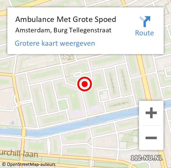 Locatie op kaart van de 112 melding: Ambulance Met Grote Spoed Naar Amsterdam, Burg Tellegenstraat op 5 februari 2018 13:55