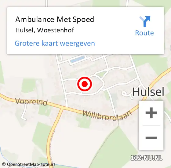 Locatie op kaart van de 112 melding: Ambulance Met Spoed Naar Hulsel, Woestenhof op 5 februari 2018 14:14