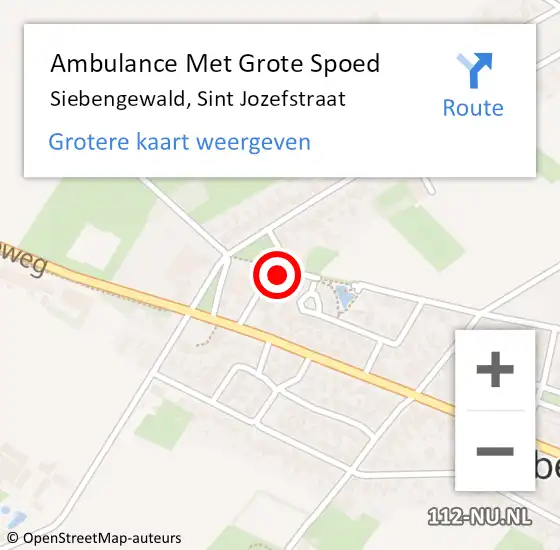 Locatie op kaart van de 112 melding: Ambulance Met Grote Spoed Naar Siebengewald, Sint Jozefstraat op 15 februari 2014 10:19