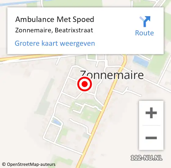 Locatie op kaart van de 112 melding: Ambulance Met Spoed Naar Zonnemaire, Beatrixstraat op 5 februari 2018 15:25