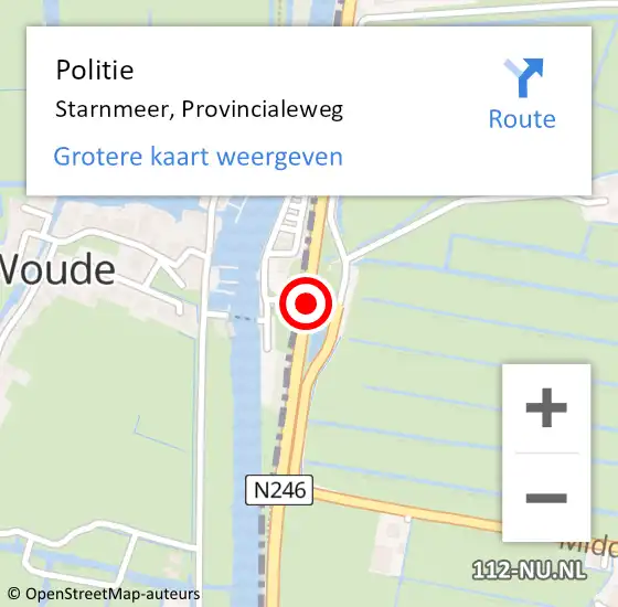Locatie op kaart van de 112 melding: Politie Starnmeer, Provincialeweg op 5 februari 2018 16:01