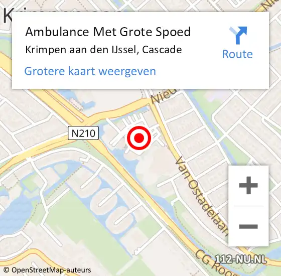 Locatie op kaart van de 112 melding: Ambulance Met Grote Spoed Naar Krimpen aan den IJssel, Cascade op 5 februari 2018 17:18