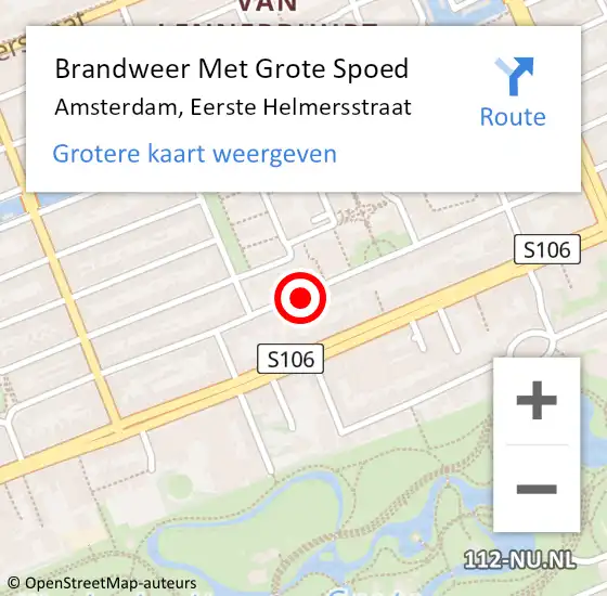 Locatie op kaart van de 112 melding: Brandweer Met Grote Spoed Naar Amsterdam, Eerste Helmersstraat op 5 februari 2018 17:35