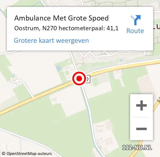 Locatie op kaart van de 112 melding: Ambulance Met Grote Spoed Naar Oostrum, N270 hectometerpaal: 41,1 op 5 februari 2018 17:39