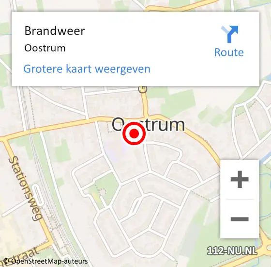 Locatie op kaart van de 112 melding: Brandweer Oostrum op 5 februari 2018 17:42