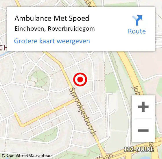 Locatie op kaart van de 112 melding: Ambulance Met Spoed Naar Eindhoven, Roverbruidegom op 5 februari 2018 19:58