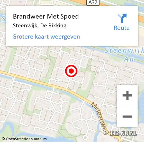 Locatie op kaart van de 112 melding: Brandweer Met Spoed Naar Steenwijk, De Rikking op 5 februari 2018 20:44
