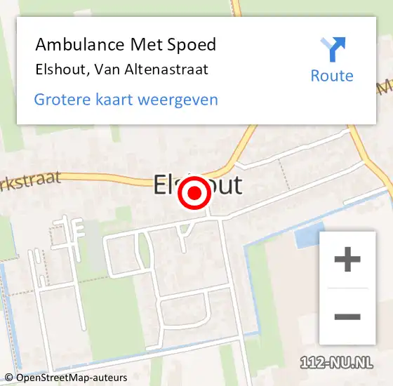 Locatie op kaart van de 112 melding: Ambulance Met Spoed Naar Elshout, Van Altenastraat op 5 februari 2018 21:56