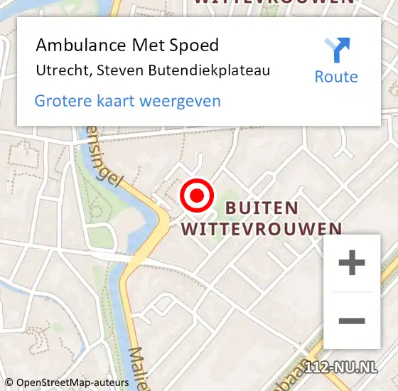 Locatie op kaart van de 112 melding: Ambulance Met Spoed Naar Utrecht, Steven Butendiekplateau op 5 februari 2018 22:52