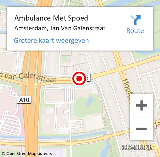 Locatie op kaart van de 112 melding: Ambulance Met Spoed Naar Amsterdam, Jan van Galenstraat op 6 februari 2018 00:52