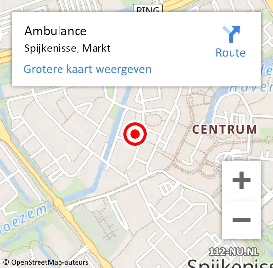 Locatie op kaart van de 112 melding: Ambulance Spijkenisse, Markt op 6 februari 2018 09:16