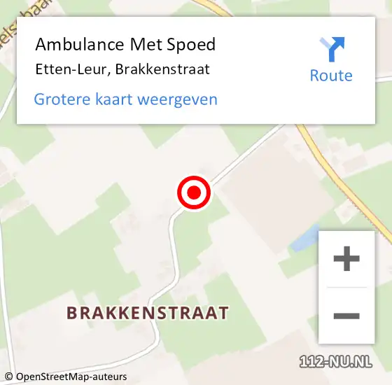 Locatie op kaart van de 112 melding: Ambulance Met Spoed Naar Etten-Leur, Brakkenstraat op 6 februari 2018 11:42