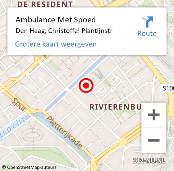 Locatie op kaart van de 112 melding: Ambulance Met Spoed Naar Den Haag, Christoffel Plantijnstr op 6 februari 2018 13:24