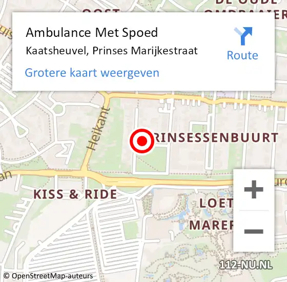 Locatie op kaart van de 112 melding: Ambulance Met Spoed Naar Kaatsheuvel, Prinses Marijkestraat op 6 februari 2018 15:07