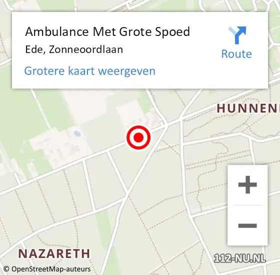 Locatie op kaart van de 112 melding: Ambulance Met Grote Spoed Naar Ede, Zonneoordlaan op 6 februari 2018 18:16