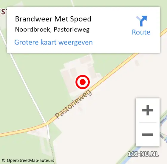 Locatie op kaart van de 112 melding: Brandweer Met Spoed Naar Noordbroek, Pastorieweg op 6 februari 2018 19:33