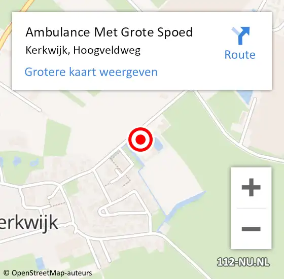 Locatie op kaart van de 112 melding: Ambulance Met Grote Spoed Naar Kerkwijk, Hoogveldweg op 6 februari 2018 20:04