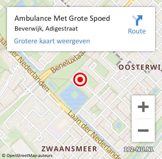 Locatie op kaart van de 112 melding: Ambulance Met Grote Spoed Naar Beverwijk, Adigestraat op 6 februari 2018 20:14