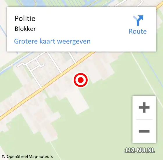 Locatie op kaart van de 112 melding: Politie Blokker op 6 februari 2018 20:50