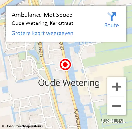 Locatie op kaart van de 112 melding: Ambulance Met Spoed Naar Oude Wetering, Kerkstraat op 7 februari 2018 00:53