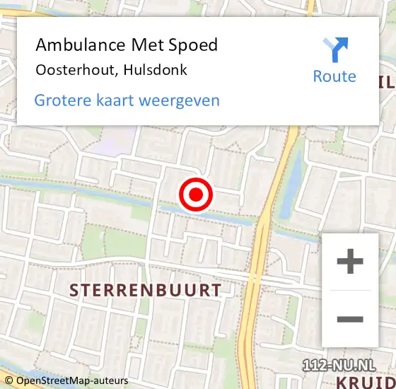 Locatie op kaart van de 112 melding: Ambulance Met Spoed Naar Oosterhout, Hulsdonk op 7 februari 2018 04:41
