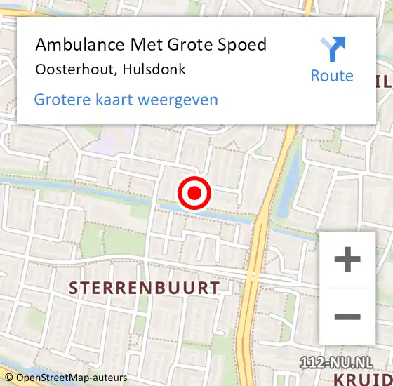Locatie op kaart van de 112 melding: Ambulance Met Grote Spoed Naar Oosterhout, Hulsdonk op 7 februari 2018 04:42