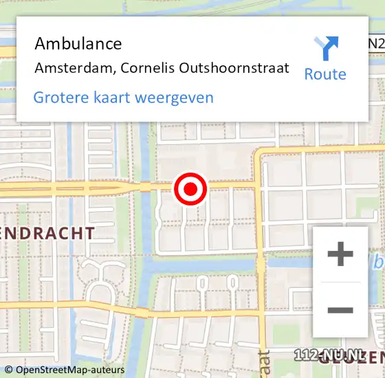 Locatie op kaart van de 112 melding: Ambulance Amsterdam, Cornelis Outshoornstraat op 7 februari 2018 08:59
