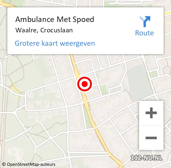Locatie op kaart van de 112 melding: Ambulance Met Spoed Naar Waalre, Crocuslaan op 7 februari 2018 12:19