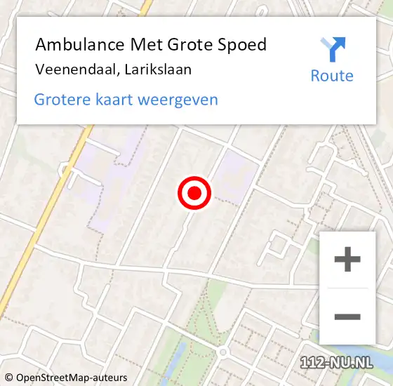 Locatie op kaart van de 112 melding: Ambulance Met Grote Spoed Naar Veenendaal, Larikslaan op 7 februari 2018 13:03