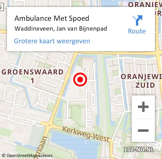 Locatie op kaart van de 112 melding: Ambulance Met Spoed Naar Waddinxveen, Jan van Bijnenpad op 7 februari 2018 16:19
