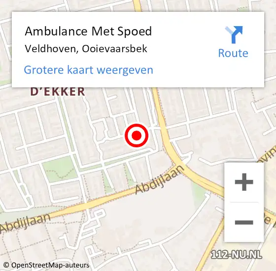 Locatie op kaart van de 112 melding: Ambulance Met Spoed Naar Veldhoven, Ooievaarsbek op 7 februari 2018 20:45