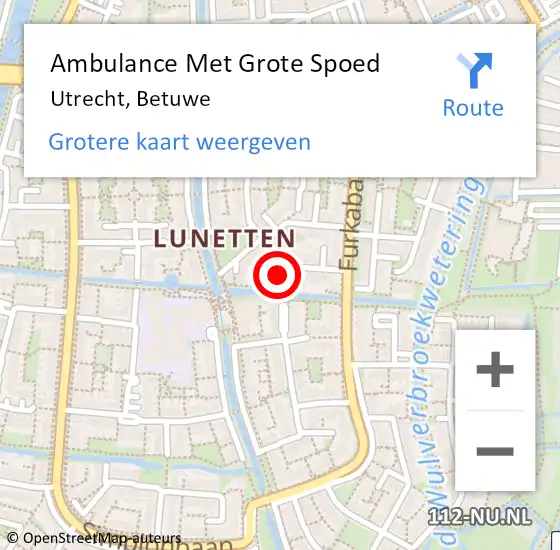 Locatie op kaart van de 112 melding: Ambulance Met Grote Spoed Naar Utrecht, Betuwe op 8 februari 2018 00:45