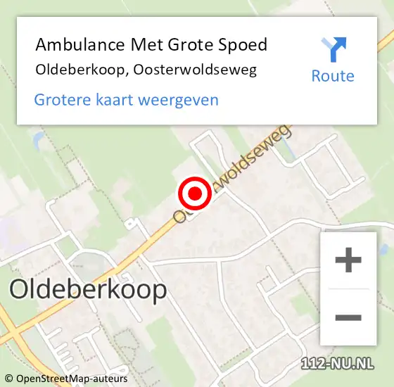 Locatie op kaart van de 112 melding: Ambulance Met Grote Spoed Naar Oldeberkoop, Oosterwoldseweg op 8 februari 2018 07:20