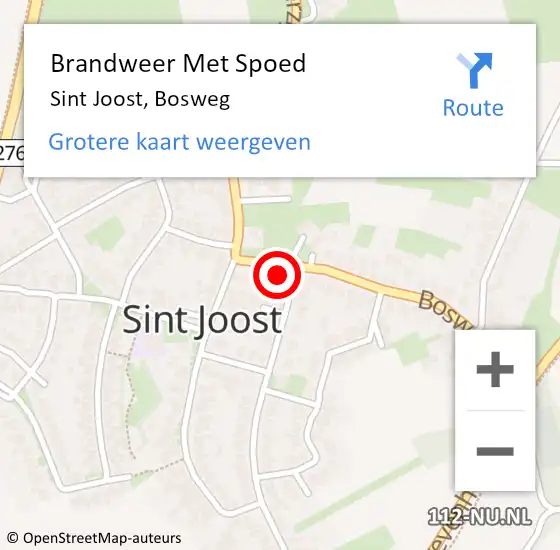 Locatie op kaart van de 112 melding: Brandweer Met Spoed Naar Sint Joost, Bosweg op 8 februari 2018 14:58