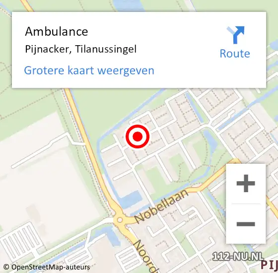 Locatie op kaart van de 112 melding: Ambulance Pijnacker, Tilanussingel op 8 februari 2018 15:07