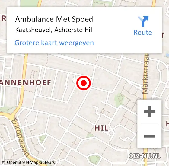 Locatie op kaart van de 112 melding: Ambulance Met Spoed Naar Kaatsheuvel, Achterste Hil op 8 februari 2018 17:27