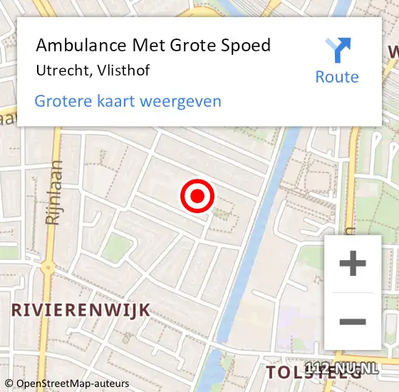 Locatie op kaart van de 112 melding: Ambulance Met Grote Spoed Naar Utrecht, Vlisthof op 9 februari 2018 05:19