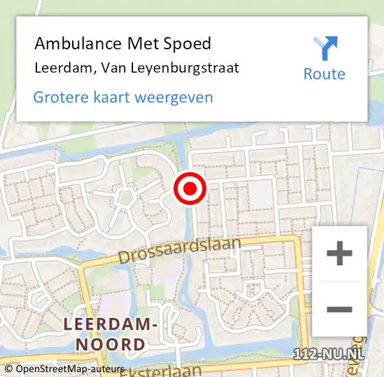 Locatie op kaart van de 112 melding: Ambulance Met Spoed Naar Leerdam, Van Leyenburgstraat op 9 februari 2018 06:10