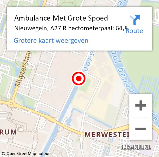 Locatie op kaart van de 112 melding: Ambulance Met Grote Spoed Naar Nieuwegein, A27 R hectometerpaal: 64,8 op 9 februari 2018 09:55