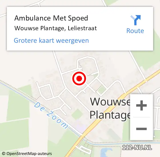Locatie op kaart van de 112 melding: Ambulance Met Spoed Naar Wouwse Plantage, Leliestraat op 9 februari 2018 11:30