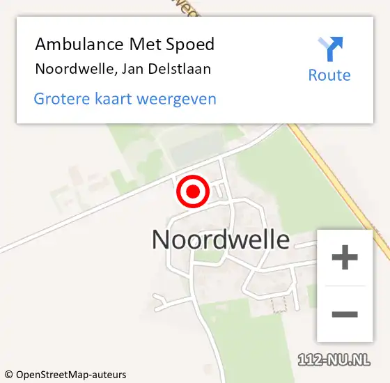 Locatie op kaart van de 112 melding: Ambulance Met Spoed Naar Noordwelle, Jan Delstlaan op 9 februari 2018 11:30