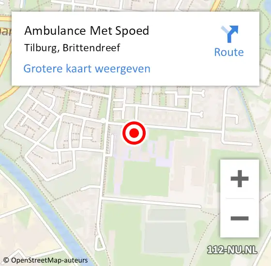 Locatie op kaart van de 112 melding: Ambulance Met Spoed Naar Tilburg, Brittendreef op 9 februari 2018 12:48