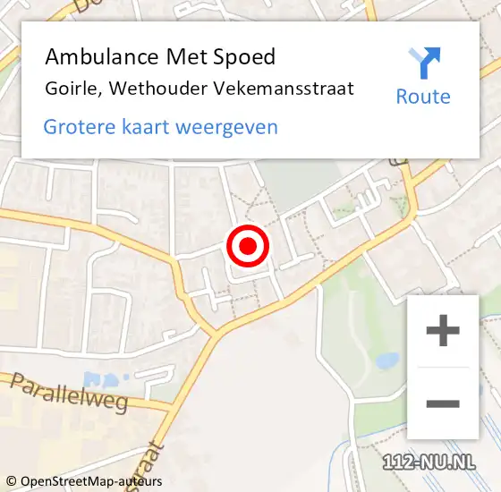 Locatie op kaart van de 112 melding: Ambulance Met Spoed Naar Goirle, Wethouder Vekemansstraat op 9 februari 2018 12:56