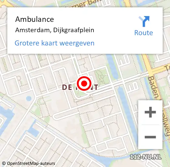Locatie op kaart van de 112 melding: Ambulance Amsterdam, Dijkgraafplein op 9 februari 2018 13:00