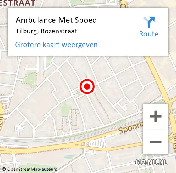 Locatie op kaart van de 112 melding: Ambulance Met Spoed Naar Tilburg, Rozenstraat op 9 februari 2018 14:42