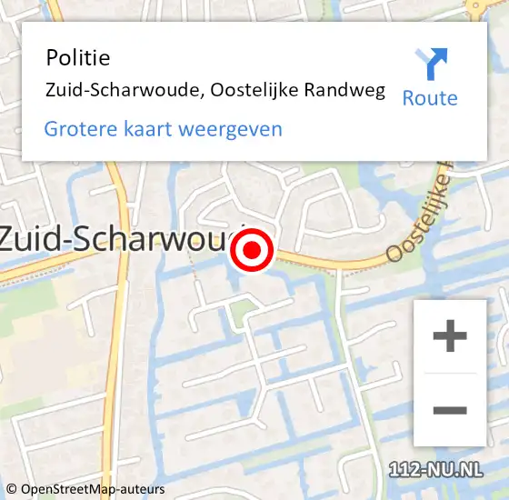Locatie op kaart van de 112 melding: Politie Zuid-Scharwoude, Oostelijke Randweg op 9 februari 2018 16:12