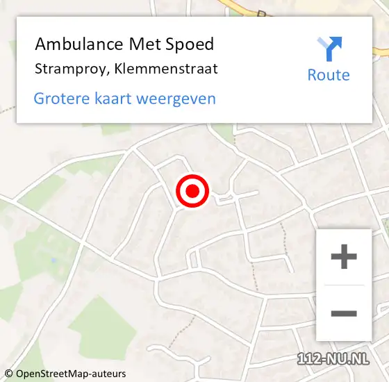 Locatie op kaart van de 112 melding: Ambulance Met Spoed Naar Stramproy, Klemmenstraat op 9 februari 2018 17:11