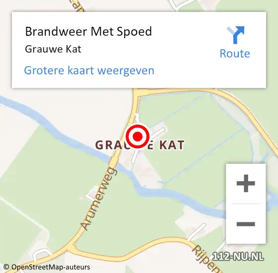 Locatie op kaart van de 112 melding: Brandweer Met Spoed Naar Grauwe Kat op 7 september 2013 07:57